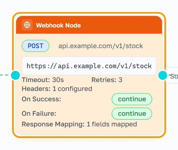 Ang kahong Webhook sa canvas