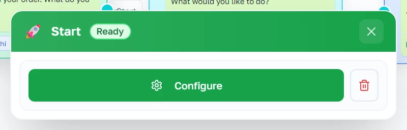 Ang header ng isang property panel kasama ang mga kontrol nitong Configure, Save at pambura